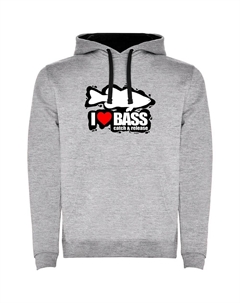 Худи I Love Bass Two-Colour, серый Kruskis