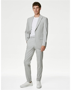 Итальянские льняные костюмные брюки индивидуального кроя Miracle, светло-серый Marks & spencer