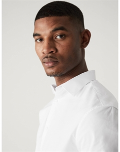 Рубашка из чистого хлопка обычного кроя, легко гладимая, белый Marks & spencer