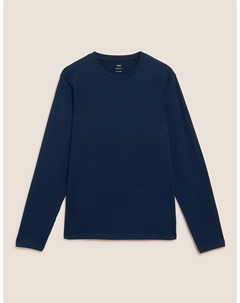 Футболка из чистого хлопка с длинными рукавами, темно-синий Marks & spencer