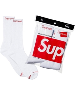 Носки x Hanes Crew (4 Pack) 'White', белый Supreme