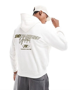 Толстовка с капюшоном STWD белого цвета Pull & bear