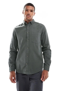 Рубашка из чесаной ткани оксфорд серого цвета Asos design