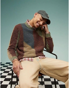 Свободный фактурный вязаный джемпер с круглым вырезом в разноцветном исполнении - MULTI Asos design