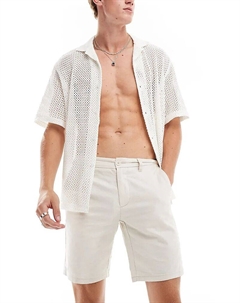 – Шорты-чиносы из льняной смеси бежевого цвета Only & sons