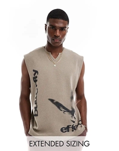 Майка свободного кроя с принтом «хенли» из стираной ткани Asos design