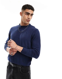 – Темно-синий свитер с круглым вырезом и принтом черепа Scalpers