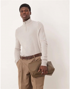 Джемпер из овечьей шерсти с застежкой-молнией на четверть метра светло-серого цвета Asos design