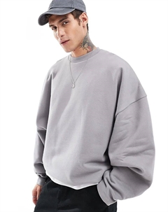 Толстовка с круглым вырезом, очень плотная, серого цвета Asos design