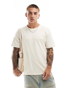 Оригинальная футболка с 3D-логотипом в цвете «кремовый» Jack & jones