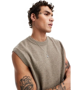 Вязаный топ Isak бежевого меланжа Weekday