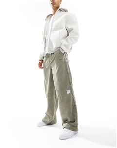 Очень мешковатые вельветовые брюки зеленого цвета с контрастной строчкой Asos design