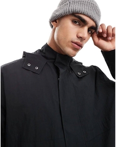 Тренчкот с капюшоном черного цвета Asos design