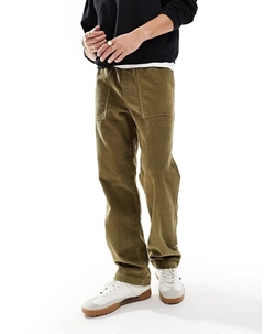 Прямые вельветовые брюки-плотники цвета хаки Asos design