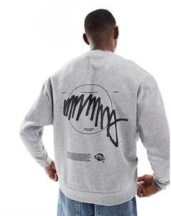 Толстовка оверсайз с принтом серого меланжа Asos design