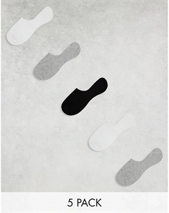 5 пар невидимых носков разных цветов Asos design