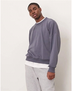 Толстовка свободного кроя с заниженной линией плеч и контрастной строчкой в угольно-сером цвете Asos design