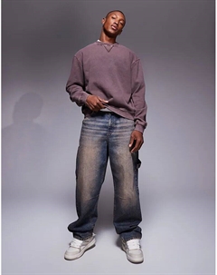 Свободный свитшот oversize темно-коричневого цвета с потертостями Asos design