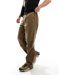 Свободные льняные брюки коричневого цвета Only & sons