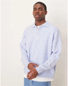 Трикотажное поло свободного кроя свободного кроя светло-голубого цвета Asos design