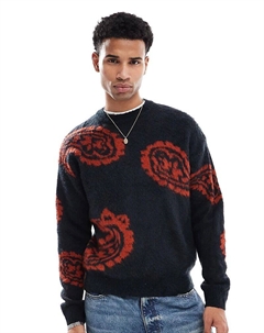 Джемпер из трикотажной пряжи с узором пейсли темно-синего цвета Only & sons