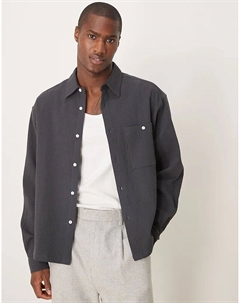 Рубашка оверсайз с жатой текстурой темно-серого цвета Asos design