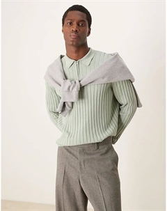 Джемпер-поло Essential с резинкой и застежкой-молнией на четверть оборота светло-зеленого цвета Asos design