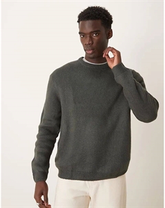 Свободный вязаный джемпер с начесом в угольном цвете Asos design