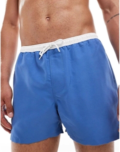 Короткие шорты для плавания синего цвета с контрастным поясом Asos design