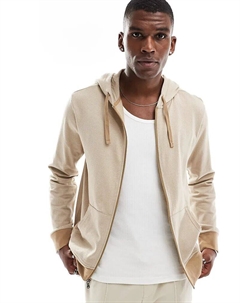 Толстовка с капюшоном на молнии песочного цвета Polo ralph lauren