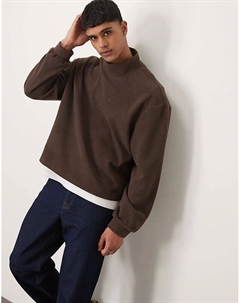 Очень свободный легкий джемпер свободного кроя с воротником-стойкой коричневого цвета Asos design