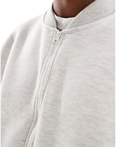 Куртка-бомбер свободного кроя из светло-серого меланжевого цвета Asos design