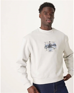 Свободный свитшот oversize с принтом гор светло-серого цвета Asos design