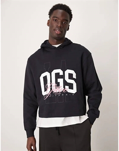 Свободный свитшот oversize со спортивным принтом серого меланжевого цвета Asos design