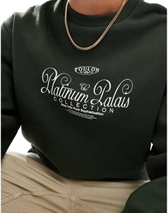 Свободный свободный свитшот с толстовкой зеленого цвета Asos design