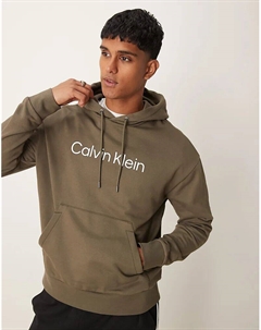 Толстовка с капюшоном с логотипом hero оливкового цвета Calvin klein