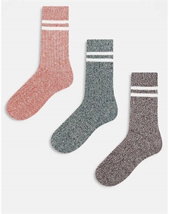 3 пары носков из крученой пряжи разных цветов Asos design