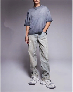 Мешковатые джинсы с потертостями светло-голубого цвета Asos design