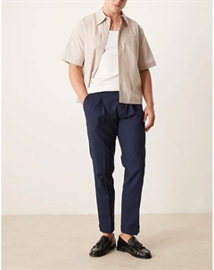 Элегантные облегающие брюки-чинос из хлопка темно-синего цвета Asos design