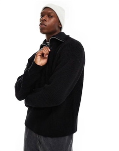 Джемпер Jim из смеси шерсти с застежкой-молнией на половину длины черного цвета Weekday