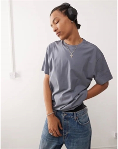 Футболка оверсайз стального синего цвета Weekday