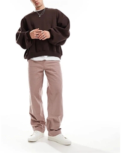 Брюки-чинос свободного кроя с плотницким узором коричневого цвета Asos design