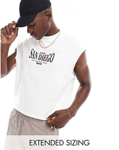 Укороченный свободный топ-майка с принтом города спереди Asos design