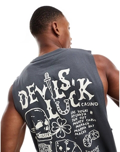 Свободная майка угольного цвета с принтом на спине Asos design