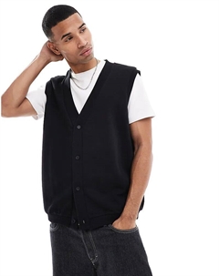 Свободный кардиган из джерси с v-образным вырезом черного цвета Asos design