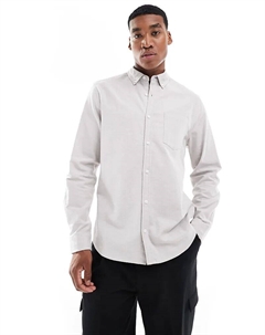 Обычная рубашка-оксфорд из эластичной ткани светло-серого цвета Asos design