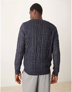 Джемпер с V-образным вырезом из плотной пряжи темно-синего цвета Asos design