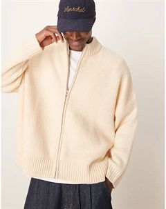 Очень свободный кардиган свободного кроя с начесом и застежкой-молнией в цвете овсянки Asos design