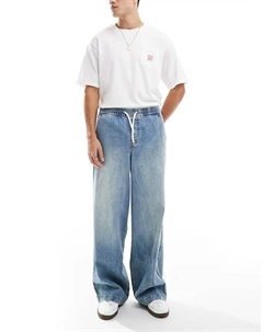 Очень мешковатые джинсы на пуговицах светло-голубого цвета Asos design