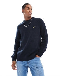 Джемпер вафельной вязки темно-синего цвета Lyle & scott